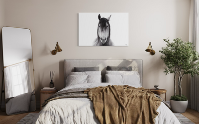 Fine art print in a bedroom setting