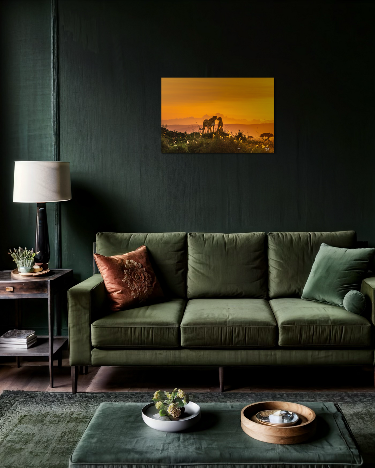 Tender Moment, Golden Light — Modern Living Room, Over sofa (20 x 30)