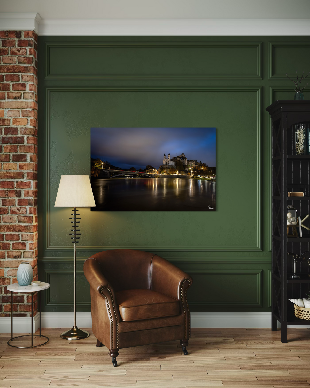 Aarburg in Blue Hour — Modern Living Room, Gallery wall cluster (32 x 48)