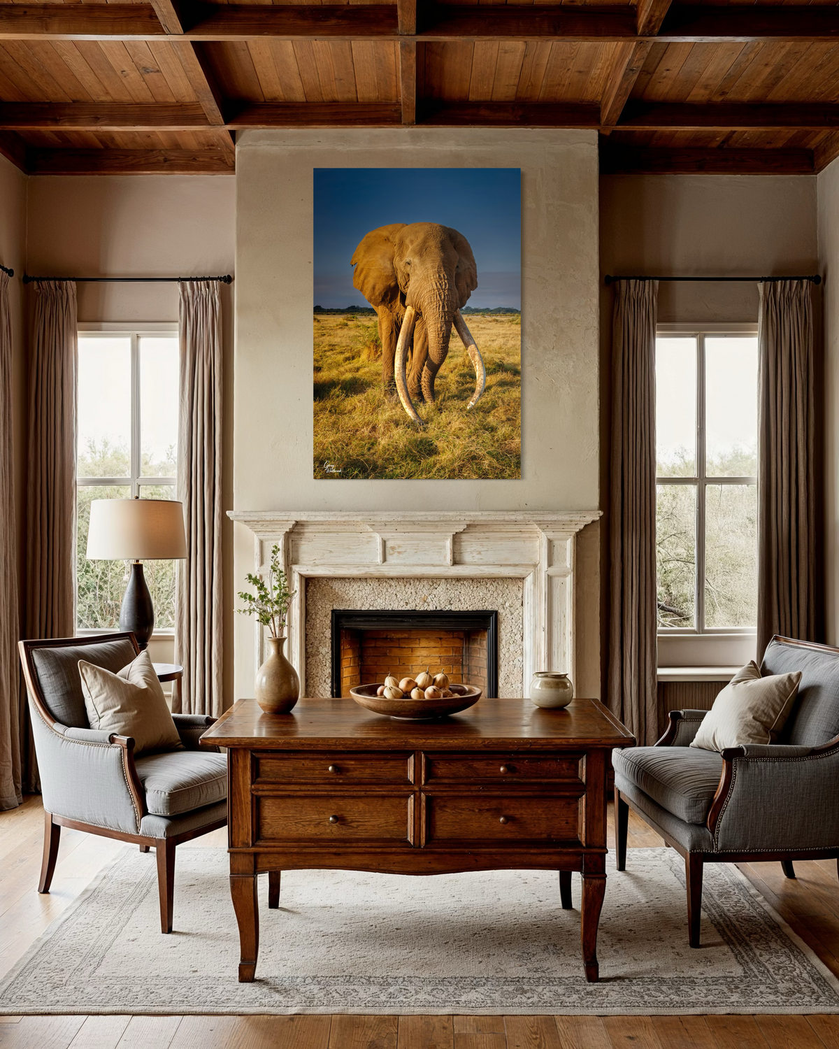 Craig — Modern Living Room, Above fireplace (40 x 60, Metal)