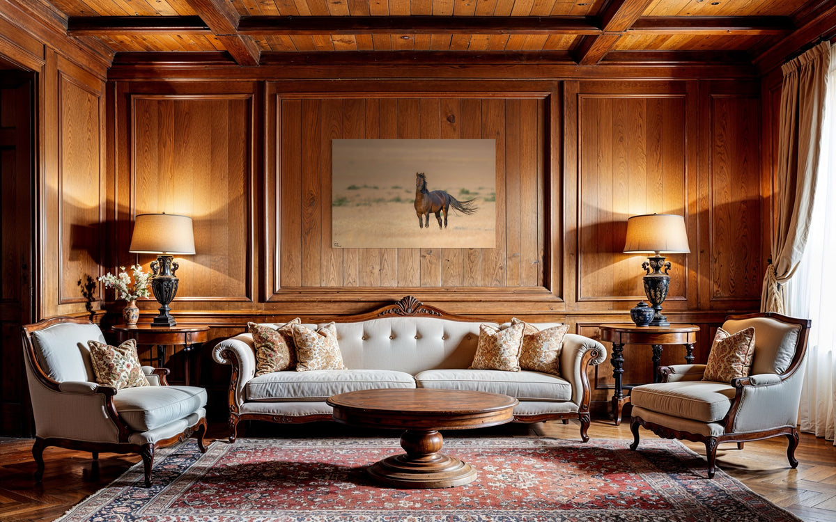 Untamed Beauty — Modern Living Room, Over sofa (32 x 48, Metal)