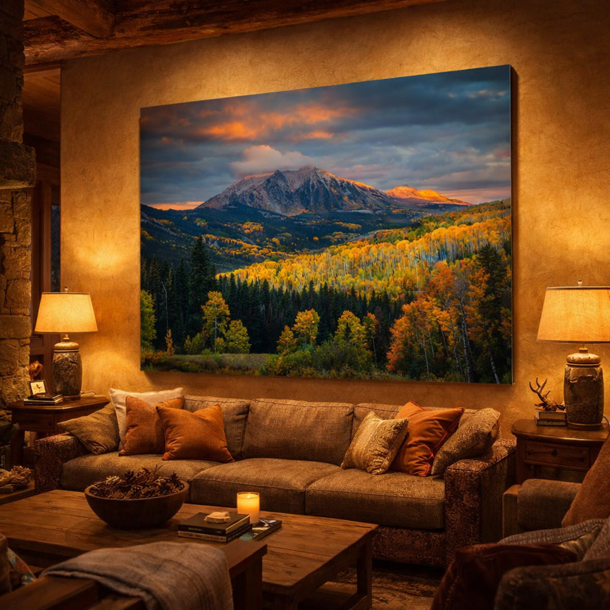 Ruby Autumn Sunrise — Lodge, Over sofa (40 x 60)