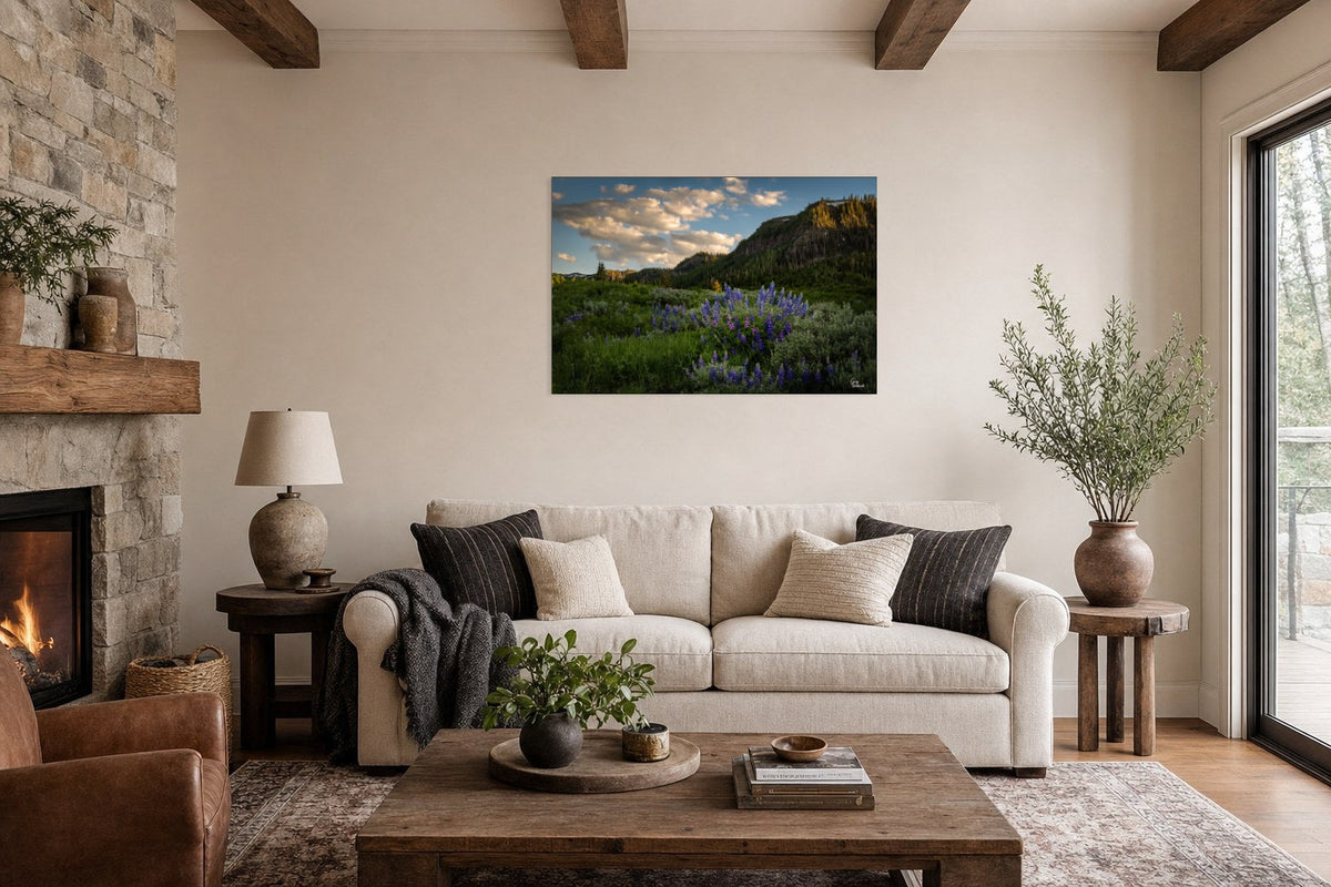 Summer's Benediction — Modern Living Room, Over sofa (32 x 48, Metal)