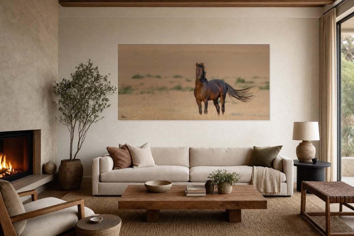 Untamed Beauty — Modern Living Room, Over sofa (36 x 72, Metal)